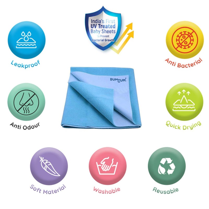 Bumtum Baby Dry Sheet Waterproof Quick Soft Microfleece Baby Bed Protector Anti Bacterial Odour Free Extra Absorbant Reuseable Washable Lilac Small Size 50 70cm Pack of 2 Microfleece - Image 3