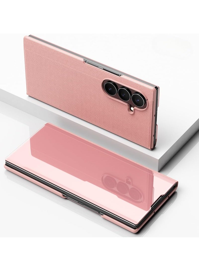 Compatible with Samsung Galaxy Z TriFold 5G Mirror View Transparent Sparkle Leather Flip Cover with Stand Luxury Design ZTriFold Shockproof Protective Case