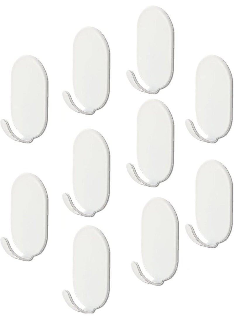 jaexest Self Adhesive Hooks White – 10 Pack Extra Strong Sticky Hooks for Kitchen, Bathroom & Wall Organization – Waterproof Carbon Steel Stick-On Hangers for Towels, Robes & Accessories - Image 1