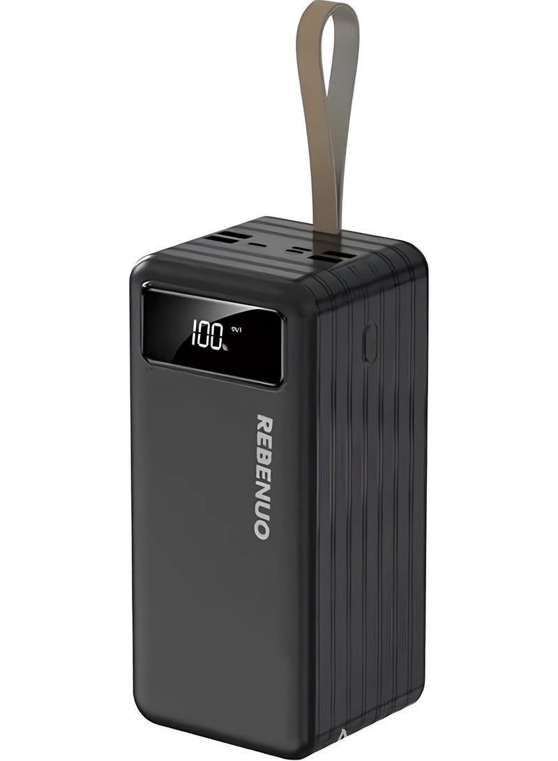 ريبنيو بنك طاقة بسعة ٧٠٠٠٠ مللي أمبير/ساعة ٤ منافذ شحن، مع مصباح يدوي LED، مخرج ٢ أمبير  خلايا بطارية بوليمر من النوع A  أسود - Image 4
