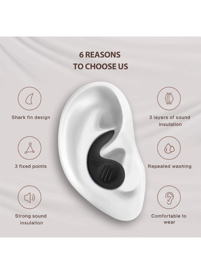 fantasize سدادات أذن للنوم، 2 زوج قابلة لإعادة الاستخدام لحجب الصوت (أسود، أخضر)، سدادات أذن من السيليكون الناعم المقاوم للماء للشخير، الطائرة، حماية السمع، سدادات أذن لتقليل الضوضاء - Image 2