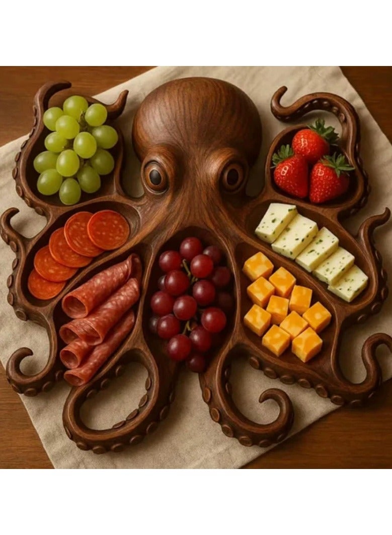 Octopus Charcuterie Platter, Kraken Design Wood Cheese  Meat Serving Platter, Beach  Nautical Lovers for Housewarming  Entertaining Octopus Charcuterie Board (Style B) - Image 1