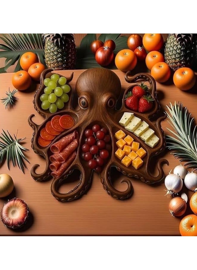 Octopus Charcuterie Platter, Kraken Design Wood Cheese  Meat Serving Platter, Beach  Nautical Lovers for Housewarming  Entertaining Octopus Charcuterie Board (Style B) - Image 3