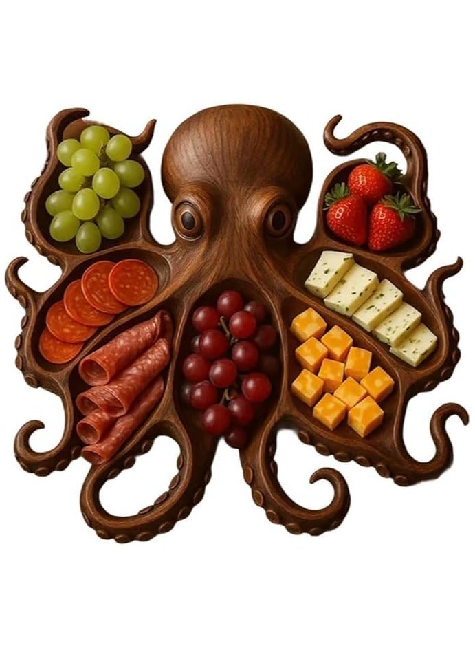 Octopus Charcuterie Platter, Kraken Design Wood Cheese  Meat Serving Platter, Beach  Nautical Lovers for Housewarming  Entertaining Octopus Charcuterie Board (Style B) - Image 2