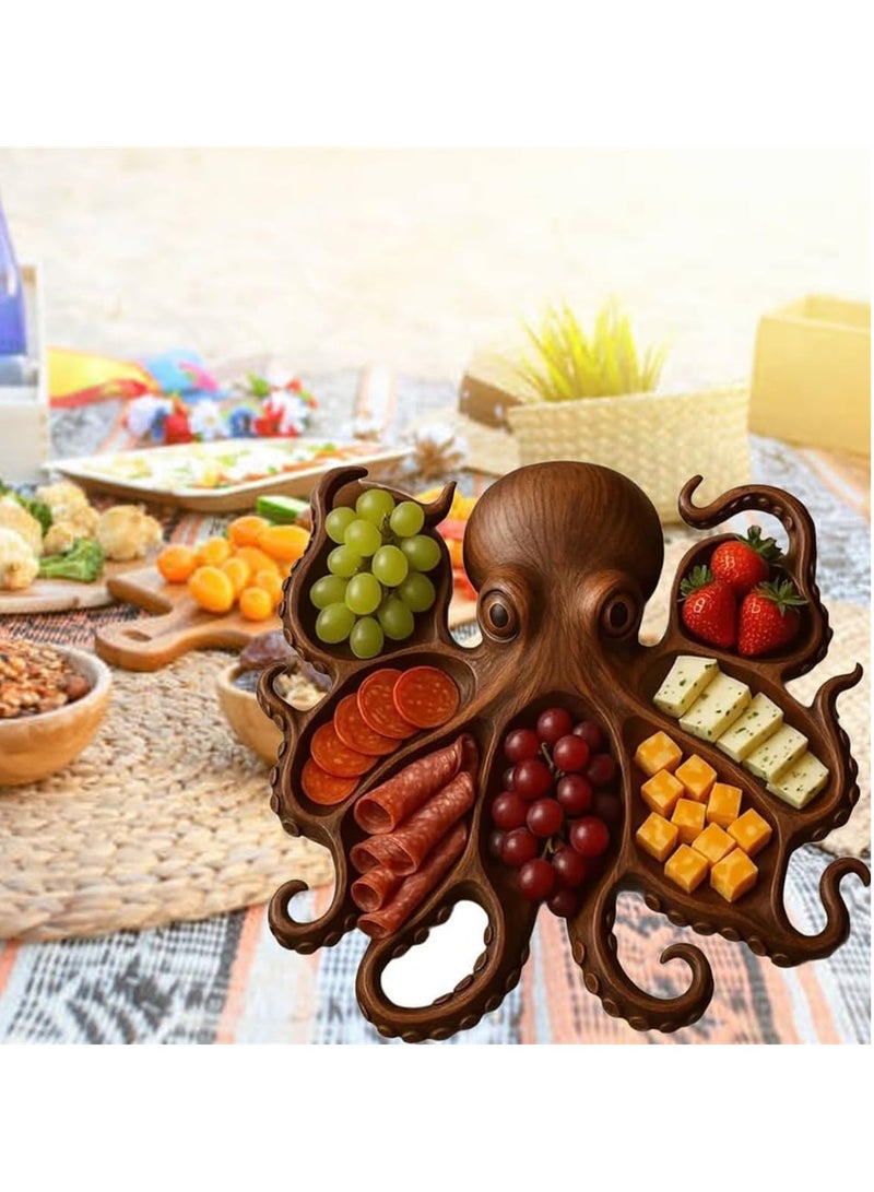 Octopus Charcuterie Platter, Kraken Design Wood Cheese  Meat Serving Platter, Beach  Nautical Lovers for Housewarming  Entertaining Octopus Charcuterie Board (Style B) - Image 5