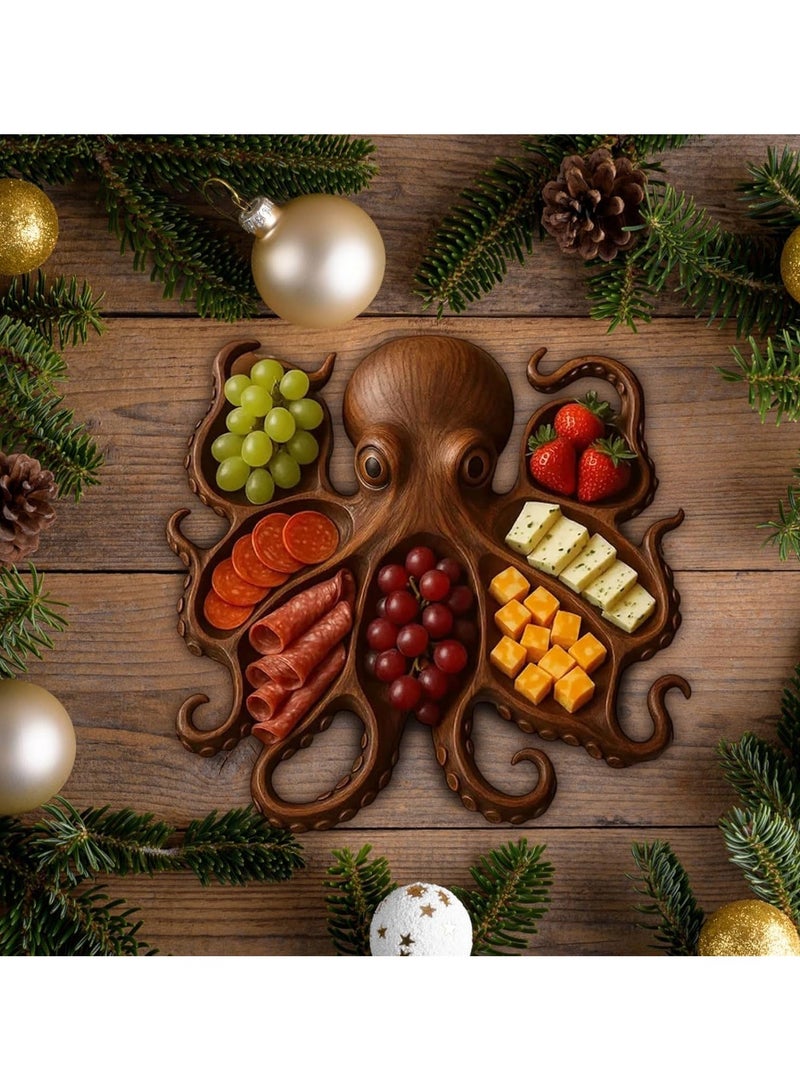 Octopus Charcuterie Platter, Kraken Design Wood Cheese  Meat Serving Platter, Beach  Nautical Lovers for Housewarming  Entertaining Octopus Charcuterie Board (Style B) - Image 4