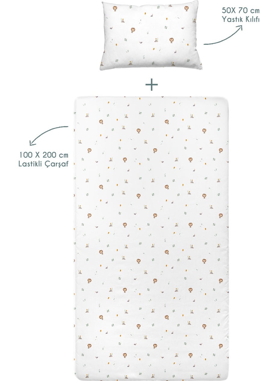 Casadora Baby Simba 100% Cotton Satin Fitted Sheet Set -100X200X30+50X70CM  - Image 5
