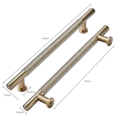 khtumeware 5 Pack 12 Inch305mm Drawer Handles Knurled Antique Champagne Bronze Cabinet Pulls Drawer Pulls Kitchen Hardware Kitchen Handles for Cabinets Cupboard Handles - Image 3