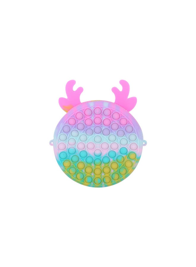 Gopher Pioneer Decompression Toy Full Silicone Material Bubble Press Decompression Toy Animal Cute Shoulder Bag Women's Bag-Color:Pink Elk  - Image 1