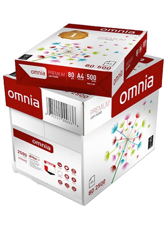 OMNIA - Omnia A4 Paper Box | 5 Reams Packed with 80 GSM 500 Pages Each | Totaling 2500 Pages | The Perfect Solution for a Well-organized Office Environment - Image 1