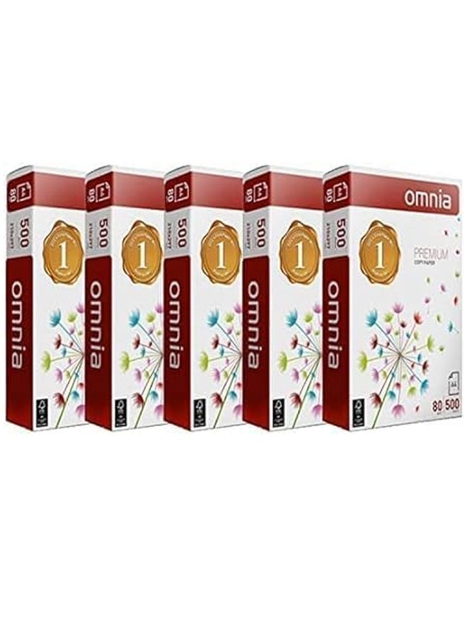 OMNIA - Omnia A4 Paper Box | 5 Reams Packed with 80 GSM 500 Pages Each | Totaling 2500 Pages | The Perfect Solution for a Well-organized Office Environment - Image 1
