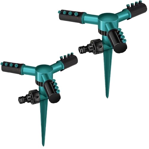 DODGE 'N WOLVES Pack of 2 Lawn Sprinkler Automatic 360 Rotating Garden Water sprinklers with 45° Adjustable Arms for Large Coverage Area, Gardening Watering Systems - Image 1