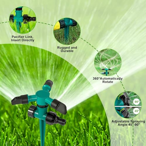 DODGE 'N WOLVES Pack of 2 Lawn Sprinkler Automatic 360 Rotating Garden Water sprinklers with 45° Adjustable Arms for Large Coverage Area, Gardening Watering Systems - Image 3
