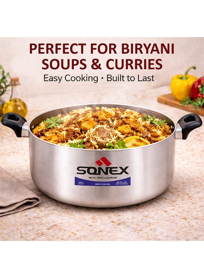 SONEX قدر سونيكس المتميز من الألمنيوم مع غطاء زجاجي ومقبض باكلايت مريح – 24 سم (5 لتر)، تشطيب معدني أنيق، بناء متين، غطاء شفاف لمراقبة سهلة، آمن في غسالة الصحون - Image 4