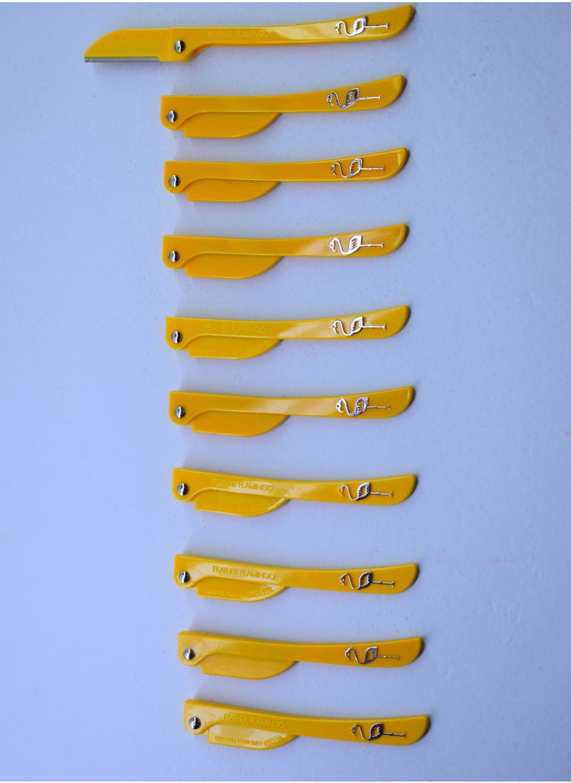 Feather-Flamingo - 10 Pieces Flamingo Ladies Razor For Facial And Body Hair Yellow - Image 1