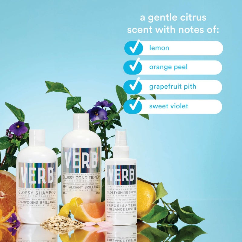 VERB Glossy Shine Spray with Heat Protection - Vegan Paraben Free Moisturizing Hair Spray without Harmful Sulfates for All Hair Types - Adds High Shine and Primes for Styling, 6.5 fl oz - Image 5