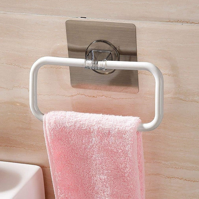UPDESH Magic Sticker Self-Adhesive Folding Plastic Towel Holder Ring Hanger for Bathroom/Towel Stand/Wash Basin/Napkin-Towel Hanger - Image 1