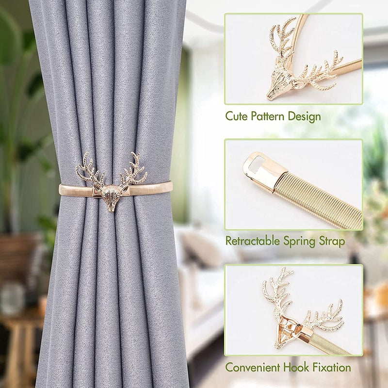 LLPMutu 4Pack Christmas Curtain Tiebacks Aluminum Alloy Spring Design Curtain Holdback Leaf Carving Design Curtain Ties For Drapes Curtain Ties Backs Curtain Modern Style Curtain Holdback Decor - Image 3