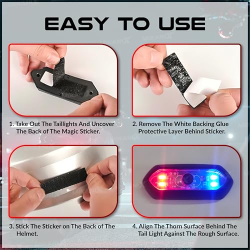 OBEROI'S TRADERS ABS Universal Helmet LED PCR Light with 3 Modes of Flashing | Blinking Strobe Rear Warning Red Safety Night Riding Light USB Charging Cable, Battery Powered - Image 5