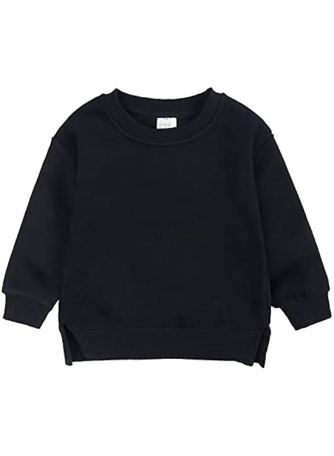 Uni Kids Sweater Solid Color Plus Fleece Pullover Sweatshirt Toddler Baby Crewneck Coat Long Sleeve T-Shirt Top - Image 2