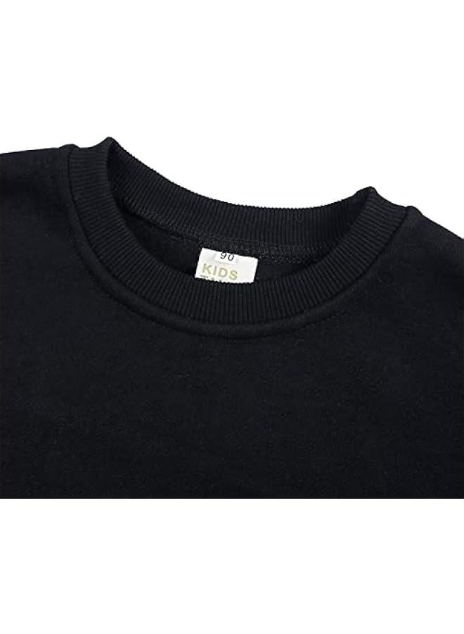 Uni Kids Sweater Solid Color Plus Fleece Pullover Sweatshirt Toddler Baby Crewneck Coat Long Sleeve T-Shirt Top - Image 5
