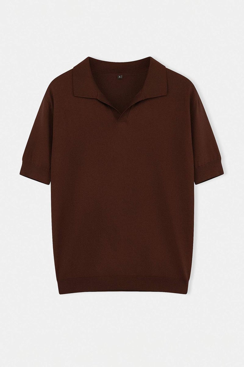 trendyol Brown Regular Polo Neck Plain Polo Neck T-Shirt Tmnss25Po00008 - Image 4
