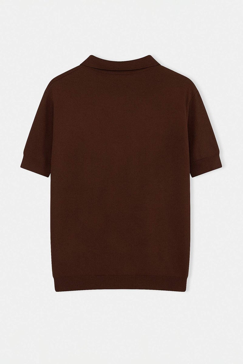 trendyol Brown Regular Polo Neck Plain Polo Neck T-Shirt Tmnss25Po00008 - Image 5