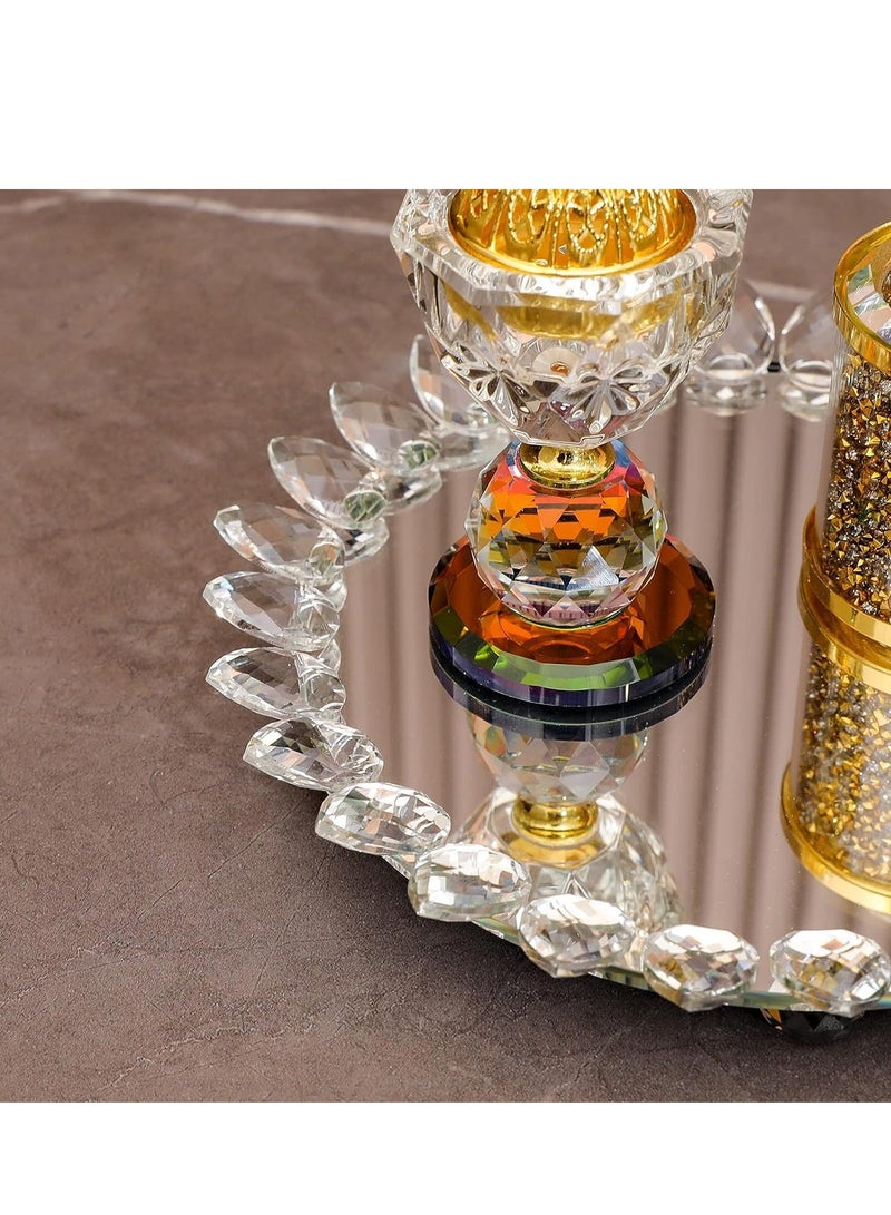 SYOSI Charcoal incense Burner set with lotus candle round shape tray for Bakhoor oud stick cone Desktop Censer Decor  - Image 5