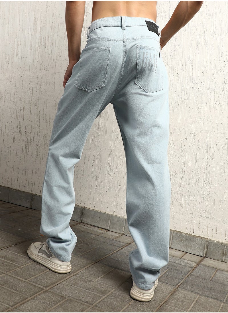 Hubberholme Indigo Relaxed Fit Men’s Jeans, Straight Cut, Highly Distressed, Cotton Fabric  - Image 3
