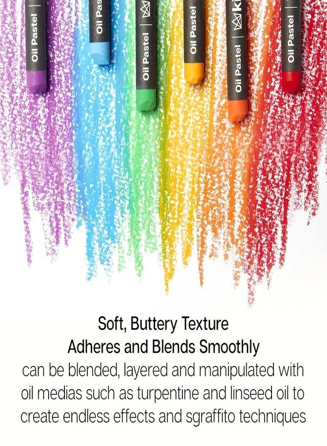 KINGART 48-Piece Oil Pastels Set, Soft Oil Pastels for Art Painting, Drawing, Blending, Art Supplies for Artists, Beginners, Students, Teachers - Image 2