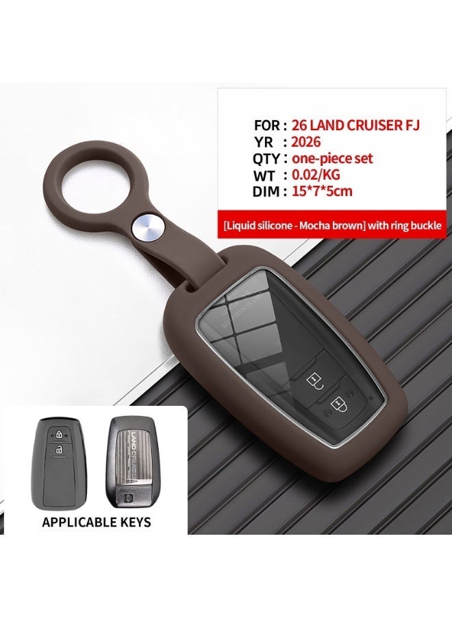 Liquid Silicone Car Key Cover For 2026 Toyota Land Cruiser FJ, Full Shockproof Protective Key Case With Key Ring Buckle, Soft Anti-Scratch Key Fob Holder For LC FJ 2026 - Image 1