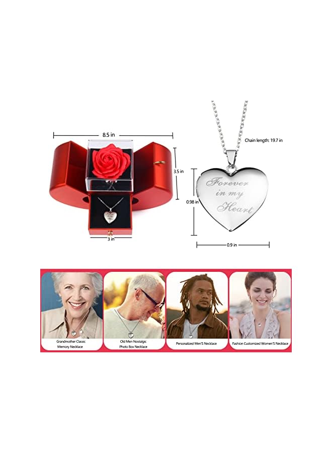 The Bros هدايا الورد لها مع قلادة أحبك لصديقة النساء هدية عيد الحب للزوجة ذكرى عيد الميلاد عيد الميلاد هدايا عيد الأم من الابن - Image 3