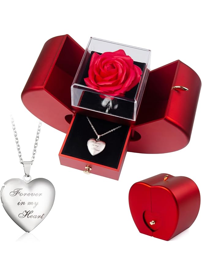 The Bros هدايا الورد لها مع قلادة أحبك لصديقة النساء هدية عيد الحب للزوجة ذكرى عيد الميلاد عيد الميلاد هدايا عيد الأم من الابن - Image 1