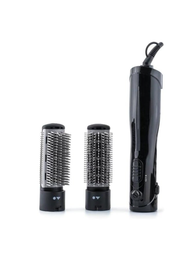 عام مصفف شعر بالهواء الساخن بقوة 1200 واط مع فرشتين للشعر | مجفف شعر كهربائي بخطوة واحدة | استشوار مقاس متوسط | مشط فرشاة تصفيف شعر للتمليس والتجعيد - Image 2