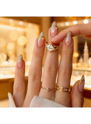 French Gold Edge Nude Press On Nails Elegant Minimalist Glossy Nude Nails Set with Transparent Nude Pink Base Golden Line Nails Luxury Nail Set Reusable Press On Nails Easy Adhesive Nails Soft Pink Natural Nails Classic French Style Nails Wedding Nails Office Nails Eid Nails Elegant Manicure Set Glossy Nude Nails ABS Nails Lightweight Comfortable Fit Long Lasting Durable Nail Tips Salon Style French Manicure Artificial Nails for Women Daily Wear Formal Events Party Nail Fashion Accessories - view 4