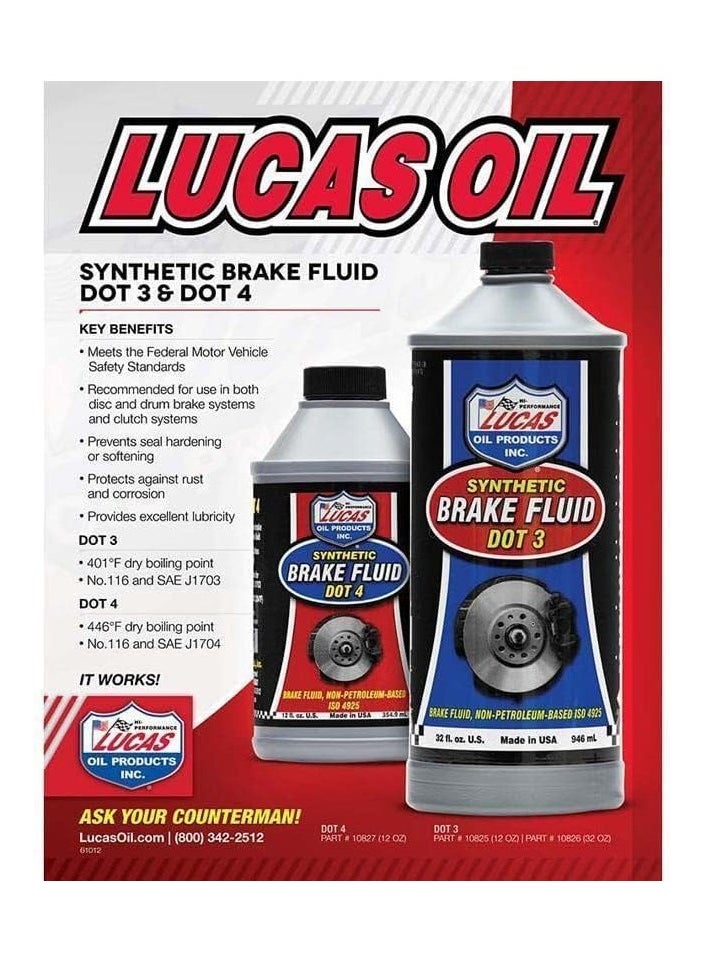 لوكاس أويل سائل الفرامل 10827 Dot 4 من Lucas Oil، 12 أونصة  - Image 2