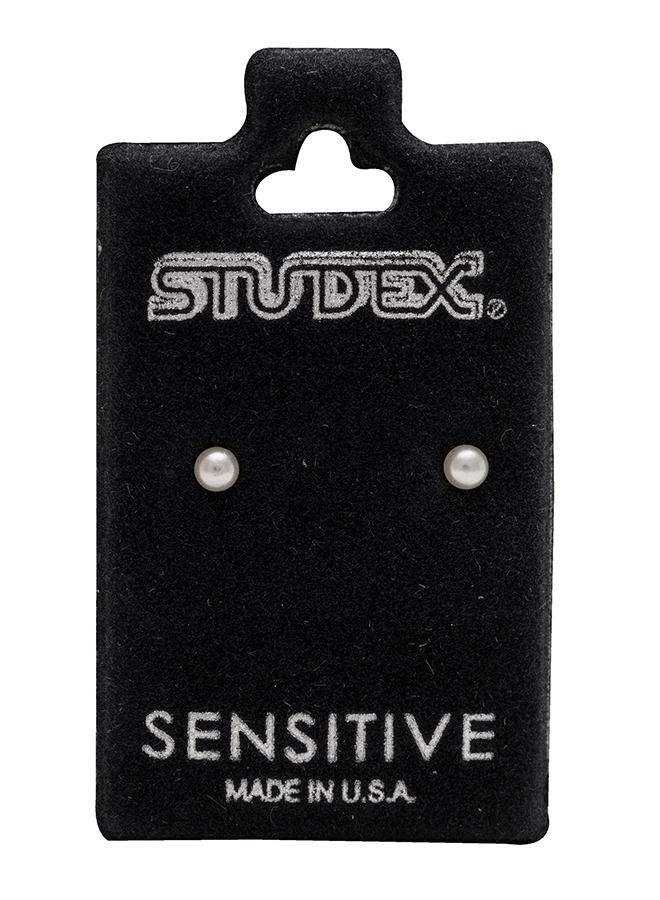 ستوديكس حلق الأذن 3 ملم لؤلؤة بيضاء مطلية بالذهب الخالص24  قيراط - Image 5