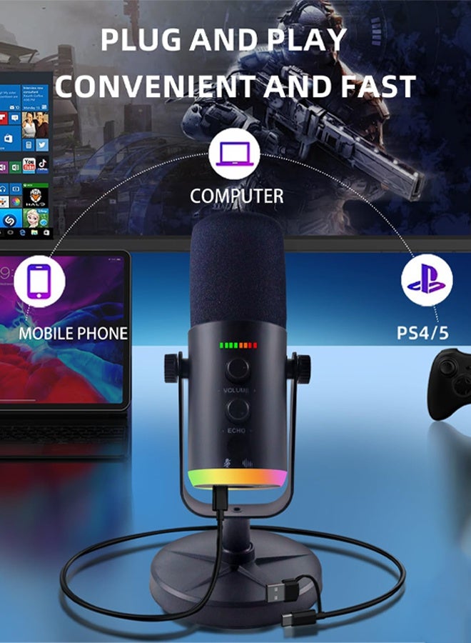 بوليفياز مايك،مايك قيمنق،مايك احترافي  للجيمنق والبث المباشر، مايك خارجي يو اس بي مع صوت واضح وتقليل الضوضاء، متوافق مع مايك فيفا والكمبيوتر - Image 4