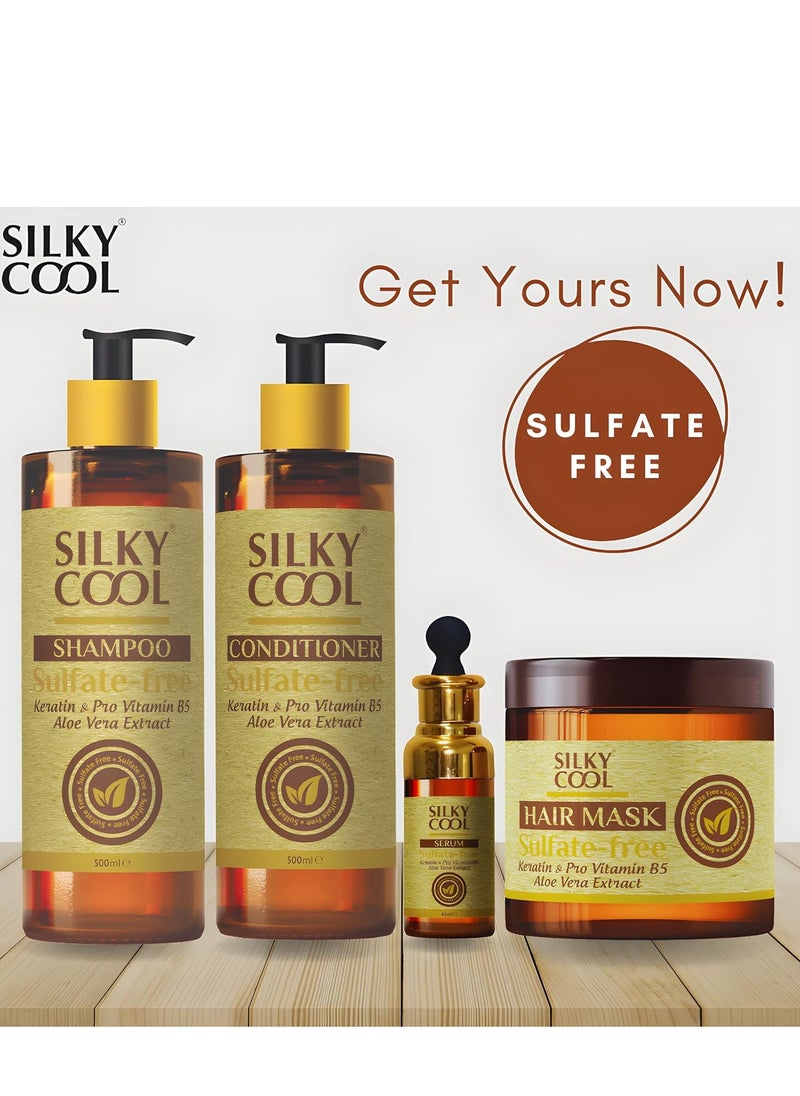 Silky Cool - Silky Cool Hair Care Kit - Shampoo,Conditioner,Serum and Hair Mask Set - Image 1