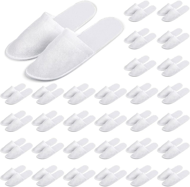 Satinior SATINIOR 30 Pairs Disposable Slippers White Medium UnisexAdults Closed Toe NonSlip Spa Hotel Travel Home Sanitary Breathable Fleece Cloth EVA