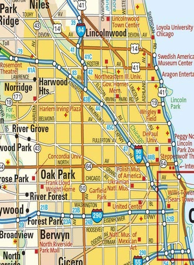 Globe Turner Chicago, Illinois Wall Map, Large - 30" x 29" Laminated - Image 3
