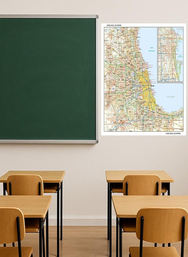 Globe Turner Chicago, Illinois Wall Map, Large - 30" x 29" Laminated - Image 2