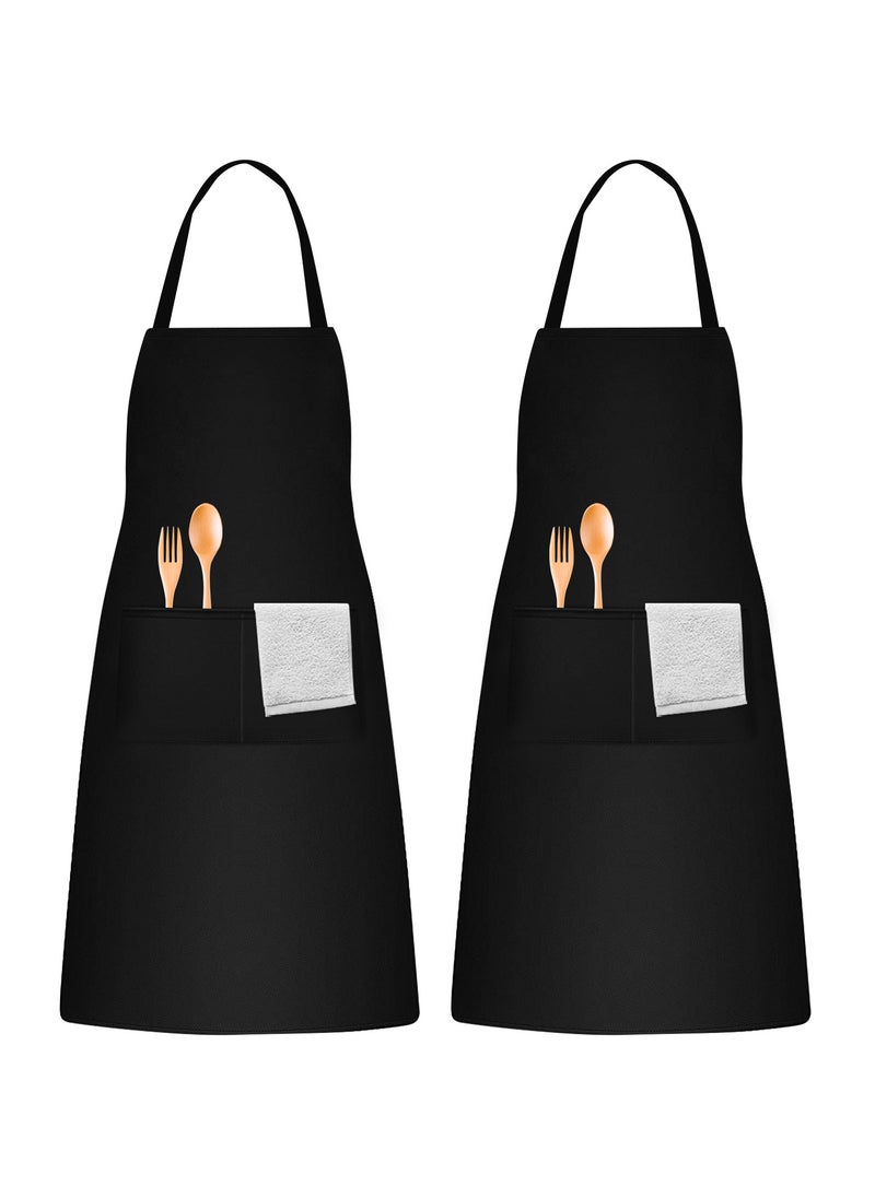 Generic - 2 Aprons with Front Pockets, Unisex Kitchen Cooking Aprons, Adjustable Chef Aprons for Baking, Painting, and Restaurant - Image 1