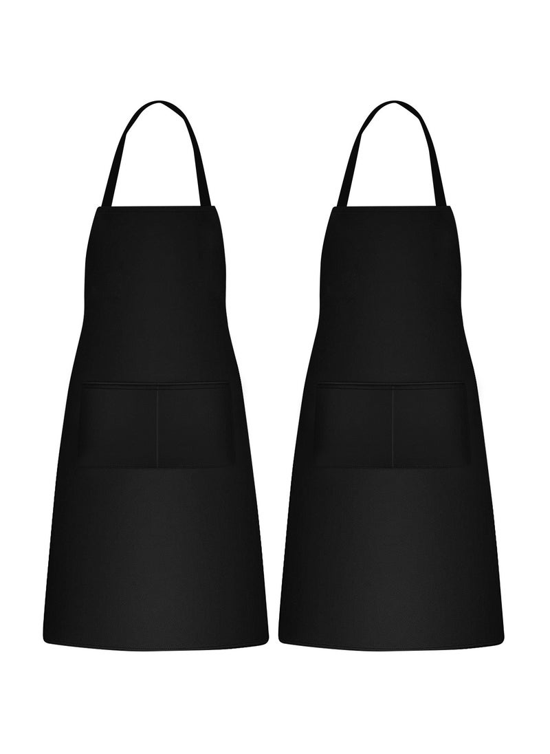 Generic - 2 Aprons with Front Pockets, Unisex Kitchen Cooking Aprons, Adjustable Chef Aprons for Baking, Painting, and Restaurant - Image 1