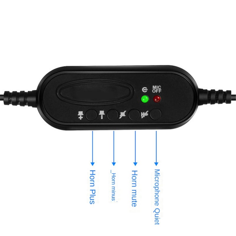 سماعة رأس مُخاطبة بيدياً موصولة بـ USB كمبيوتر مع ميكروفون مقاوم للضوضاء وزر لتعديل مستوى الصوت والإيقاف المؤقت للصوت، للكمبيوتر والحواسيب المحمولة والمكتب ومراكز الاتصالات والأعمال المنزلية والألعاب - Image 4