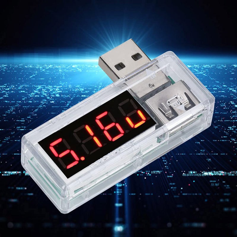 اختبار تيار وجهد USB، مقياس الفولتميتر والأميتر المحمول قطعتان أزرق - قياس دقيق، تصميم مدمج، لشواحن الهواتف المحمولة وأجهزة USB (أبيض) - Image 2