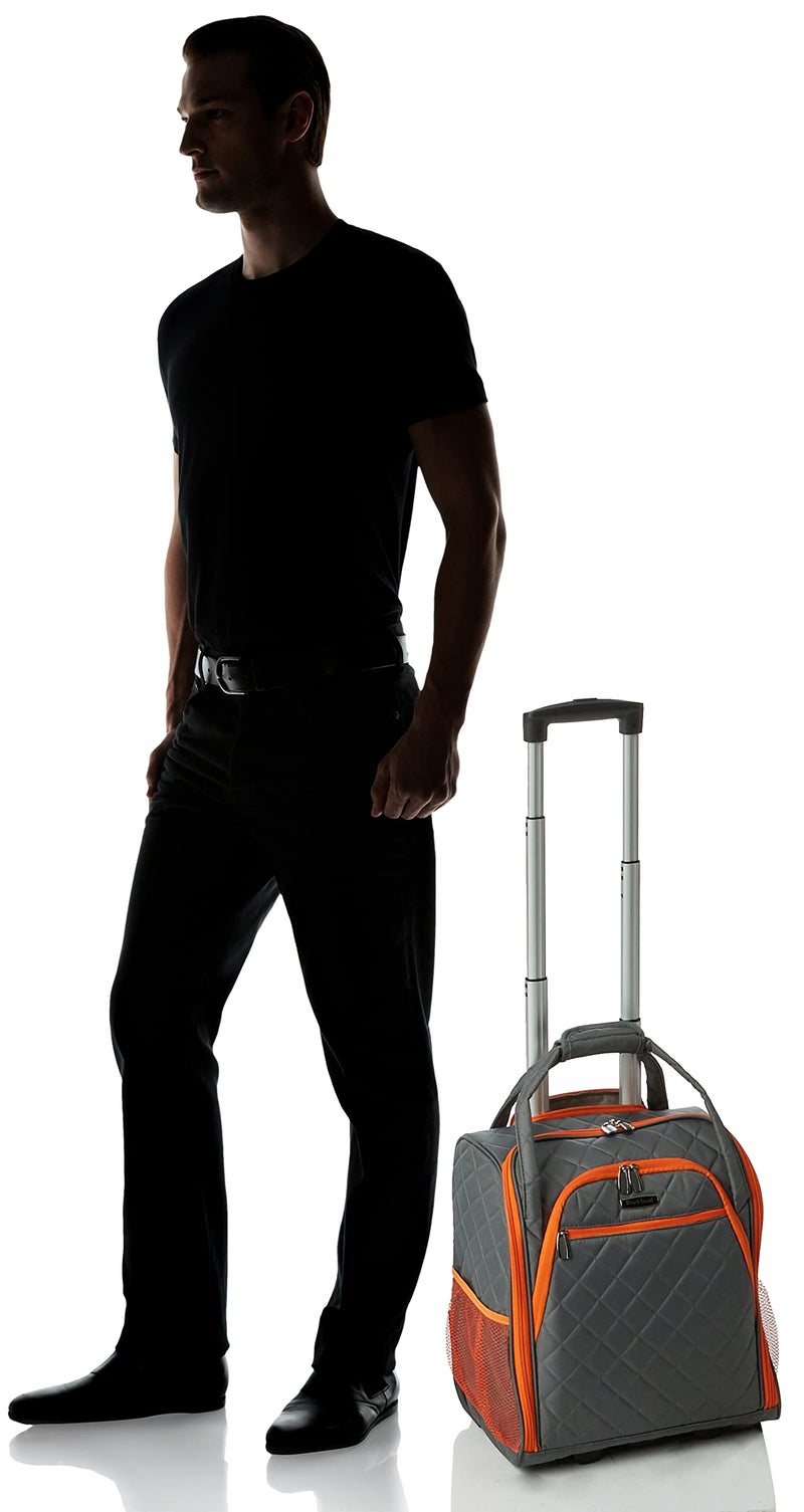 Rockland Melrose Upright Wheeled Underseater Carry-On Luggage, Charcoal - Image 4