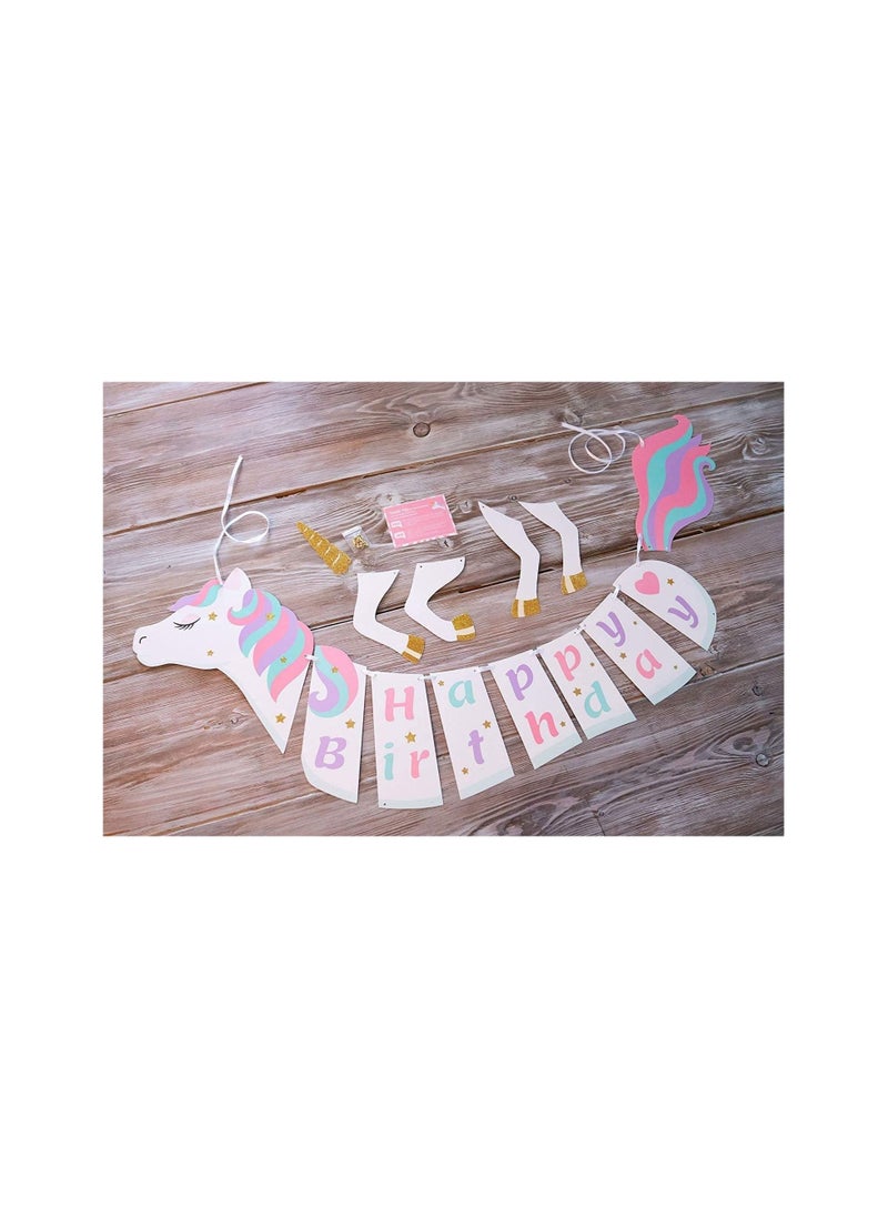 LA FIESTA Unicorn Happy Birthday Banner for Kids  - Image 3