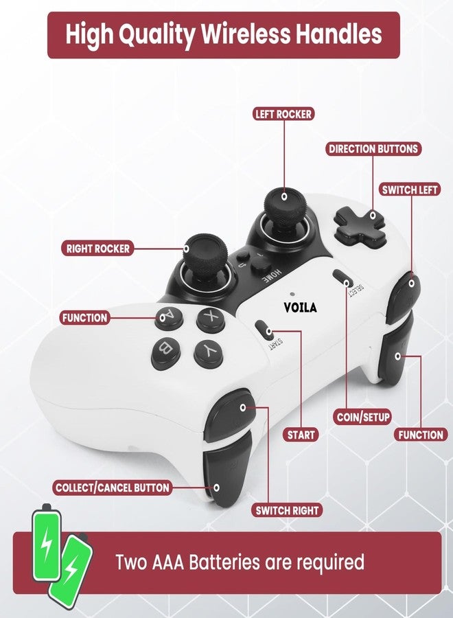 Voila M22 Retro Video Game Console - Wireless Controller Gamepad, Gaming Stick with 1080P HD Graphics, 52 Emulators, 30,000+ Games, 64GB, Classic Edition. CE, ROHS and BIS Certified Original Unit - Image 3