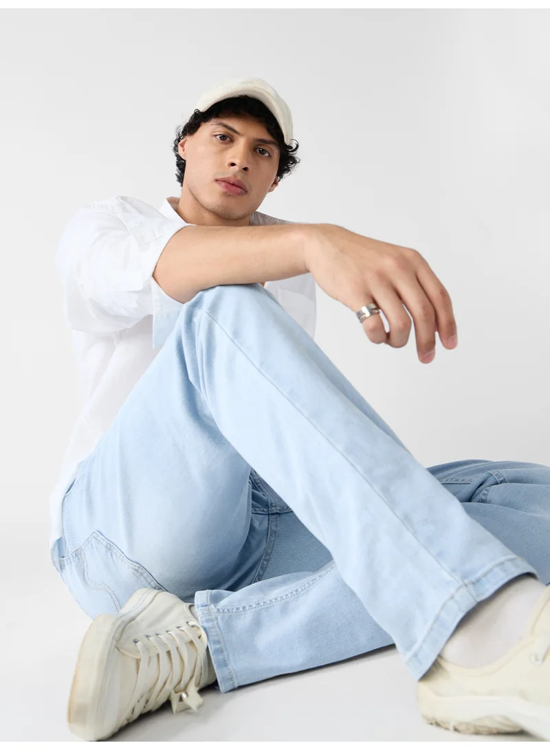 The Souled Store  The Souled Store Men Frost Blue Solid Slim Fit Jeans for Men | Best Price UAE